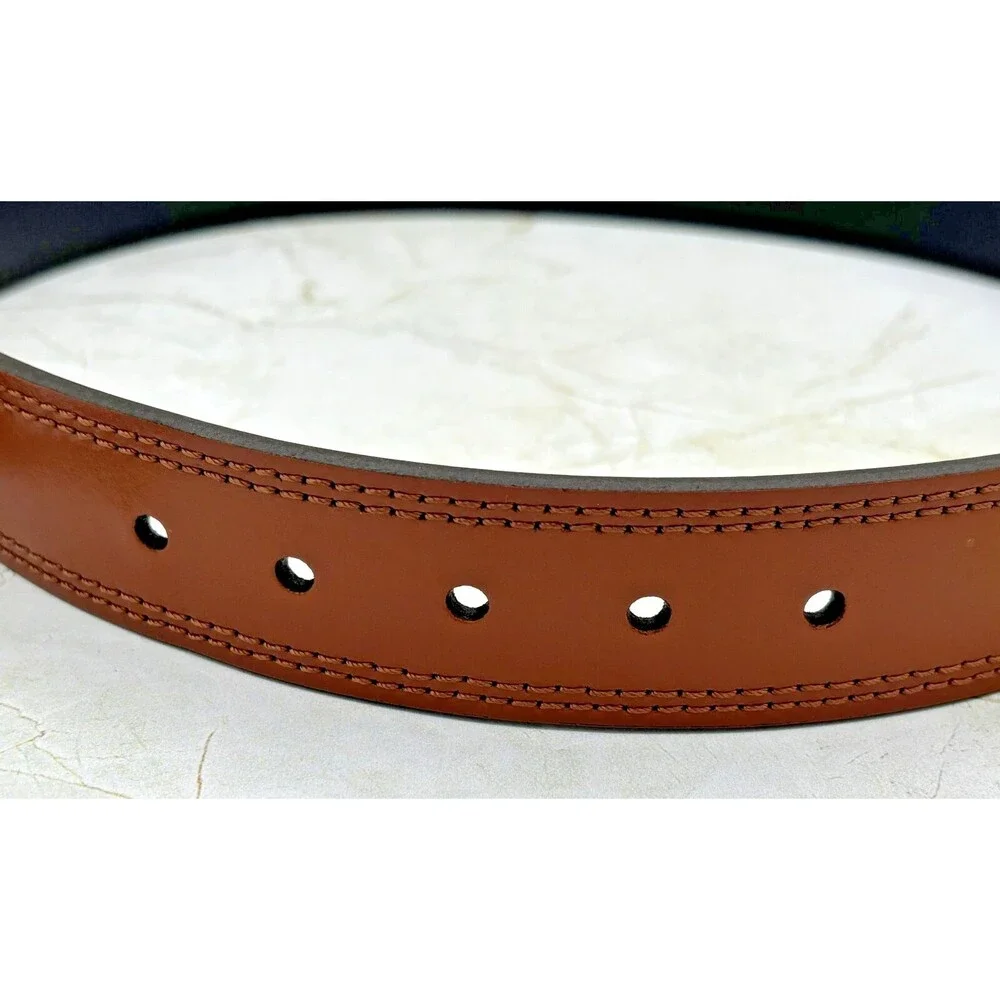 Daniel Cremieux Reversible Leather Belt Tan/Black Double Stitched Size 32/80 EUC
